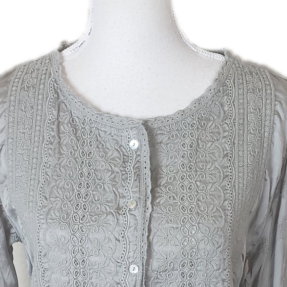 SUNDANCE button down viscose slate gray top - Picture 2 of 6